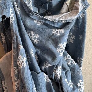 Snowflake Pattern Blue Flannel Full Set
